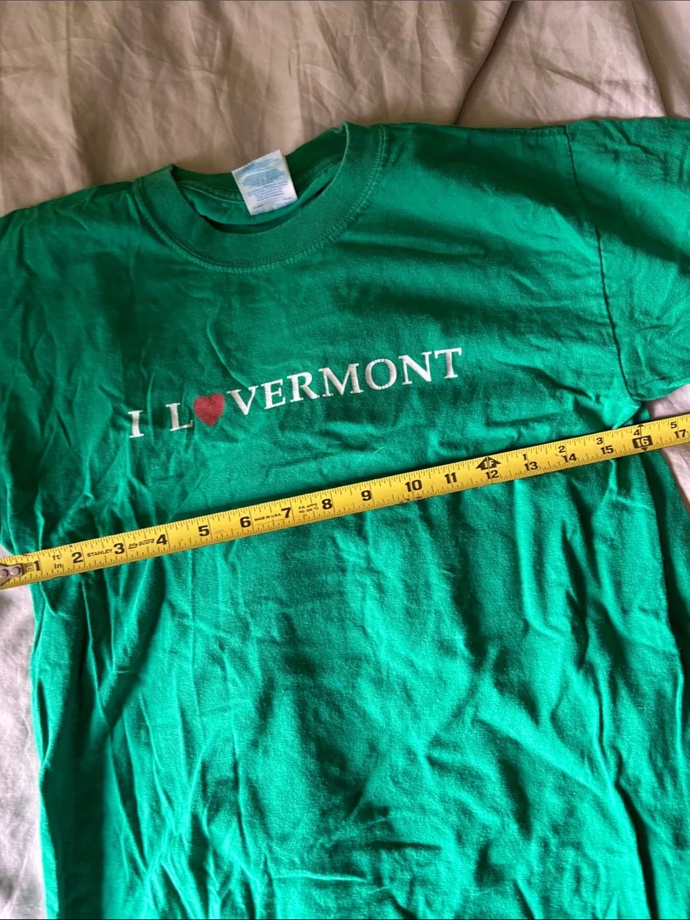 Gildan || Green Cotton I Love Vermont Short Sleeve Tee Size S - Picture 4 of 6
